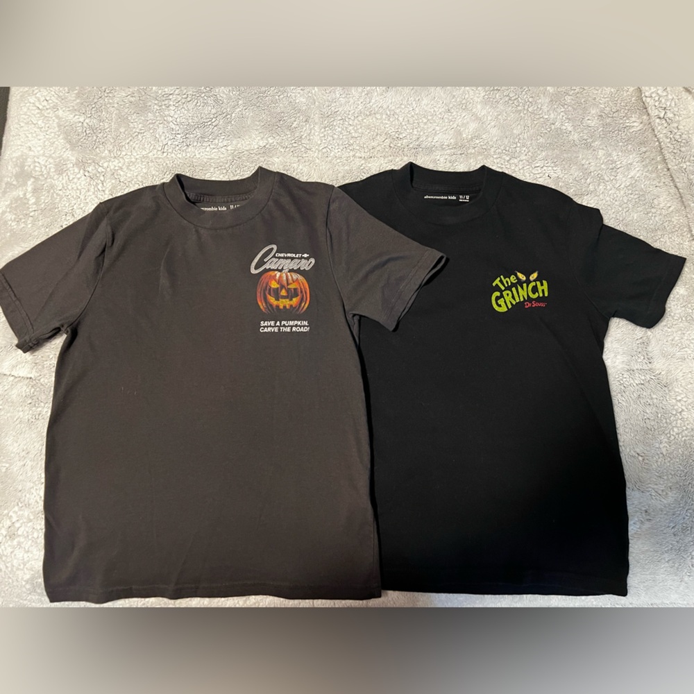 Boys Abercrombie Kids Graphic T-Shirts with Halloween and Grinch Designs